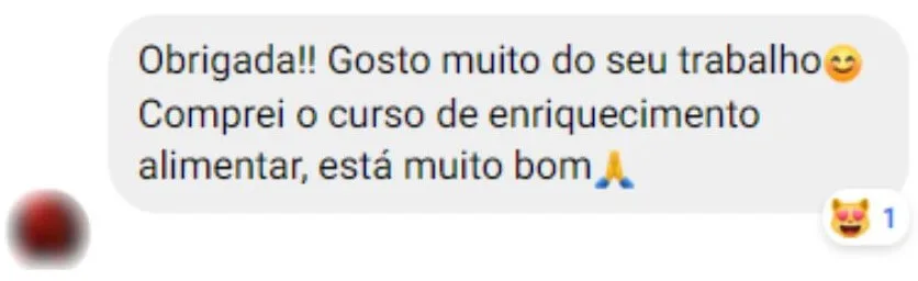 Depoimento: comprei o curso de enriquecimento alimentar, está muito bom