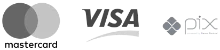 Aceitamos Mastercard, Visa e Pix